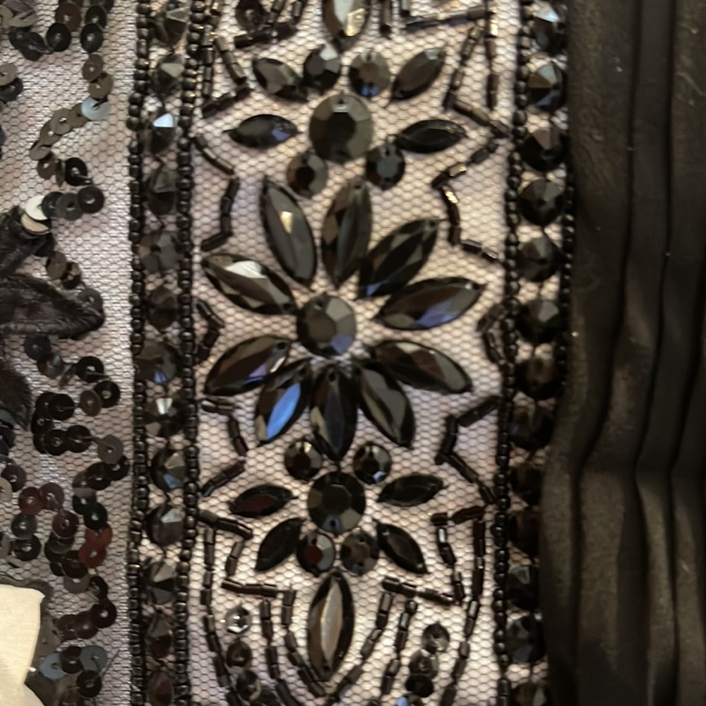 Sue Wong Black Dress with White Floral Appliqué - Picture 6 of 14